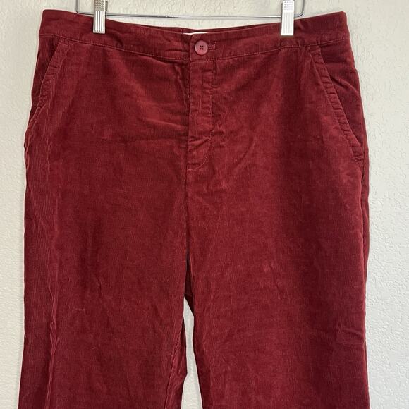 Anthropologie Size 14 High waist Flare corduroy pants wine 90s Academia Fall Y17 - Picture 6 of 9